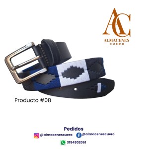 Correa Argentina de Cuero Producto #2, azul oscuro y azul celeste